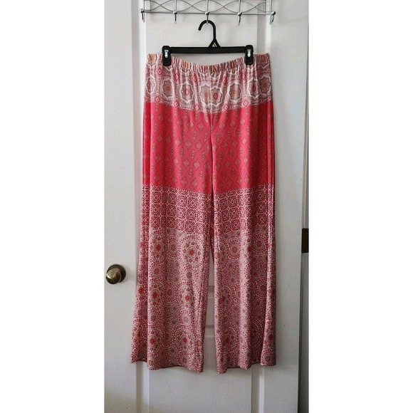 Chico's Lounge/Boho Pants, Wide Leg Elastic Waist, Pull-on  Coral Sz L‎ (12) - Picture 1 of 9
